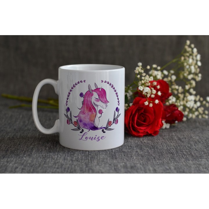 Mug Licorne aquarelle avec prénom (Personnalisable)
