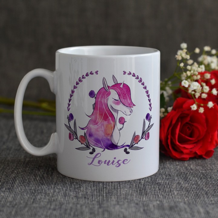Mug Licorne aquarelle avec prénom (Personnalisable)
