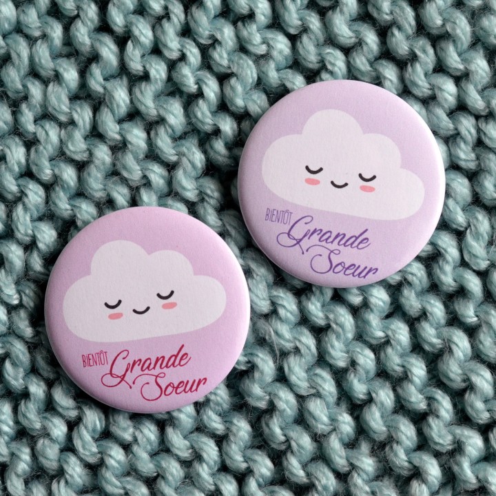 Badge Nuage Bientôt Grande Soeur