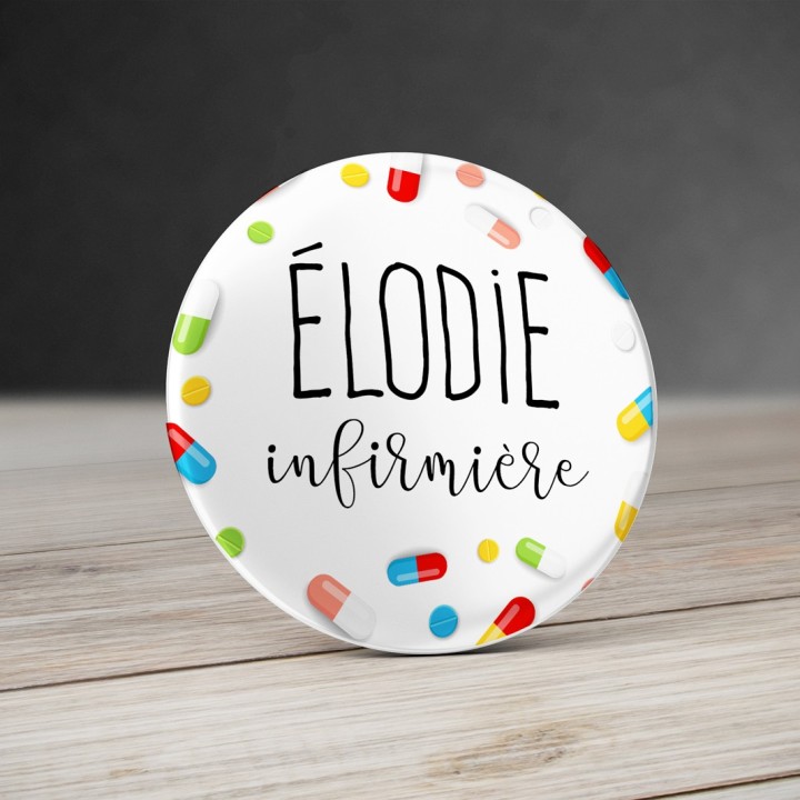 Badge Infirmière "Médicaments" avec prénom personnalisable