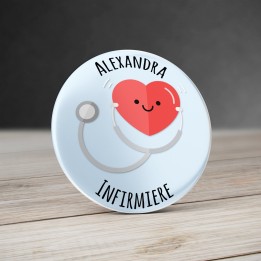 Badge Infirmière "Coeur" avec prénom personnalisable