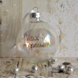 Boule de Noël Veux-tu m'épouser ? Idée Demande en mariage Noël