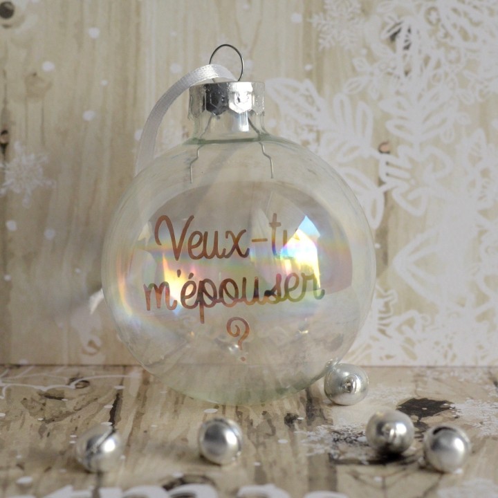 Boule de Noël Veux-tu m'épouser ? Idée Demande en mariage Noël