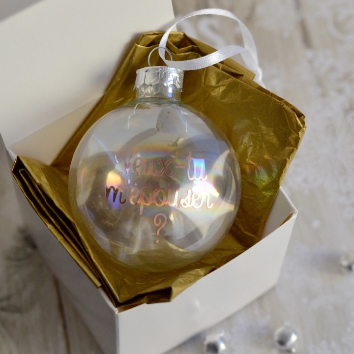 Boule de Noël Veux-tu m'épouser ? Idée Demande en mariage Noël