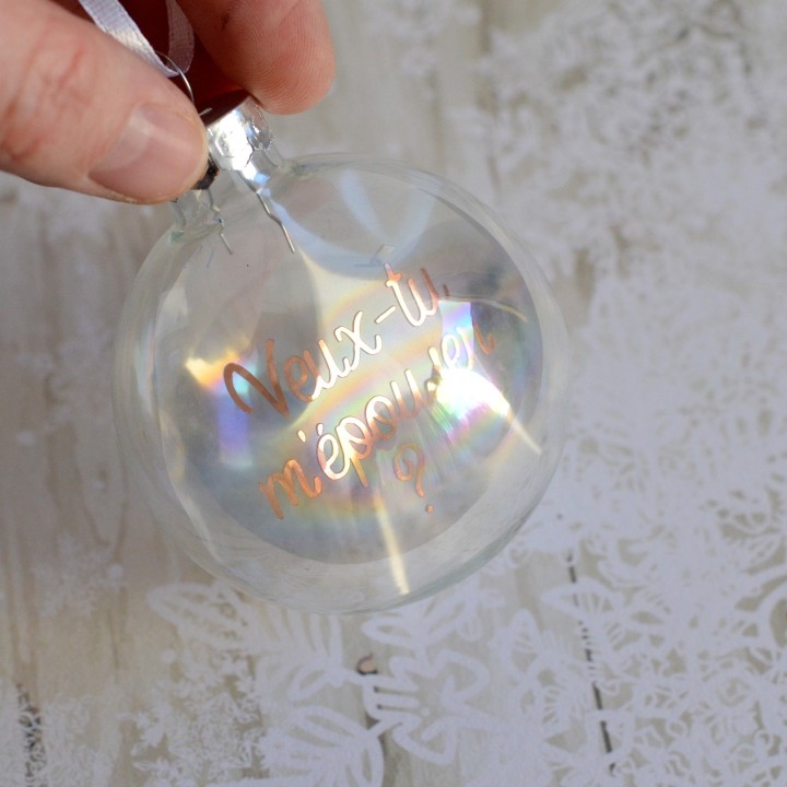 Boule de Noël Veux-tu m'épouser ? Idée Demande en mariage Noël