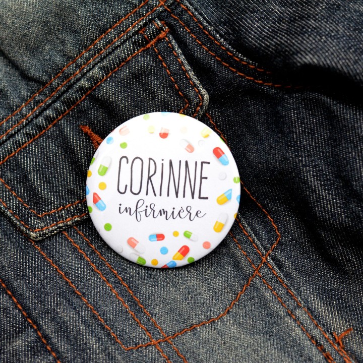 Badge Infirmière "Médicaments" avec prénom personnalisable