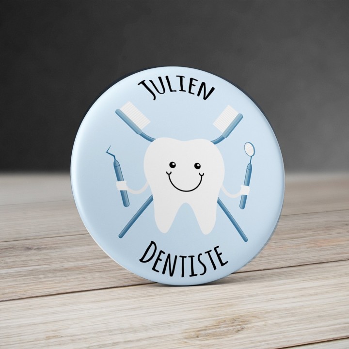Badge Dentiste "Dent" avec prénom personnalisable