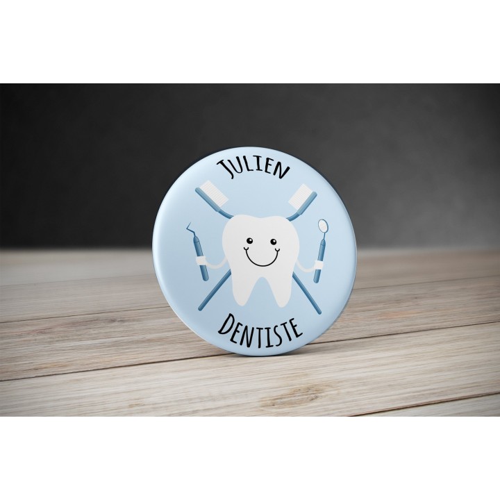 Badge Dentiste "Dent" avec prénom personnalisable