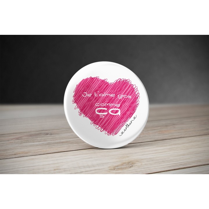 Aimant Je t'aime... 58 mm Personnalisable