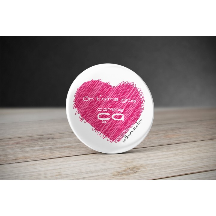 Aimant Je t'aime... 58 mm Personnalisable