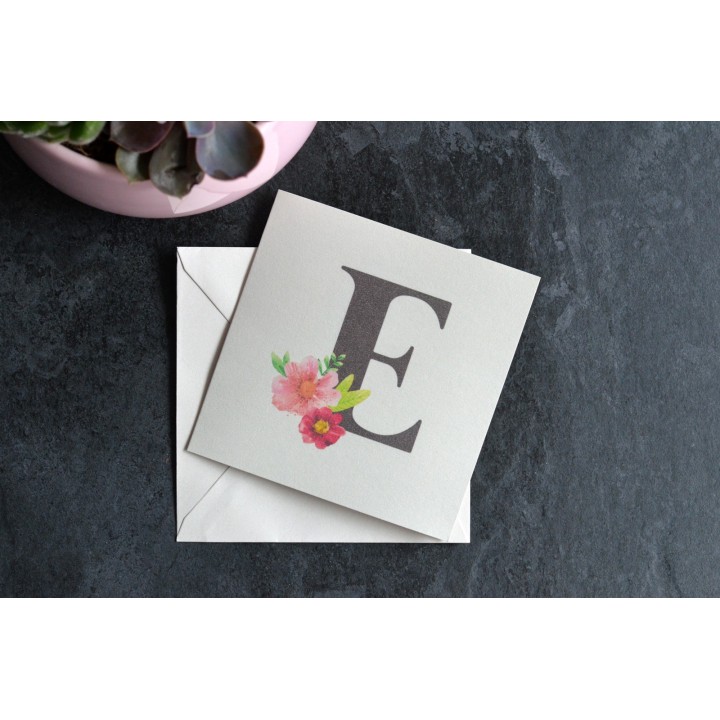 Carte personnalisée Lettre et fleurs