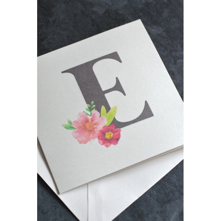 Carte personnalisée Lettre et fleurs