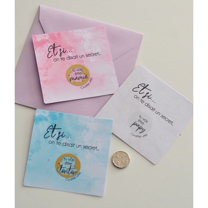 Carte à gratter annonce grossesse - Naissance