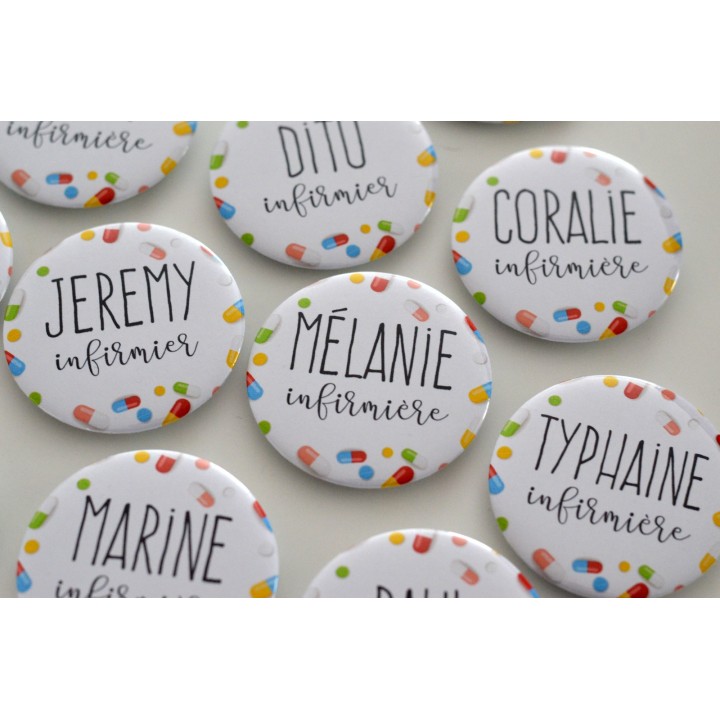 Badge Infirmière "Médicaments" avec prénom personnalisable