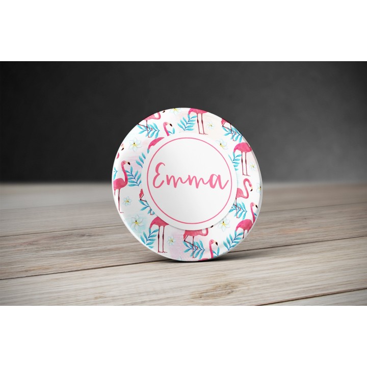 Badge Flamant rose personnalisable