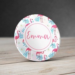 Badge Flamant rose personnalisable