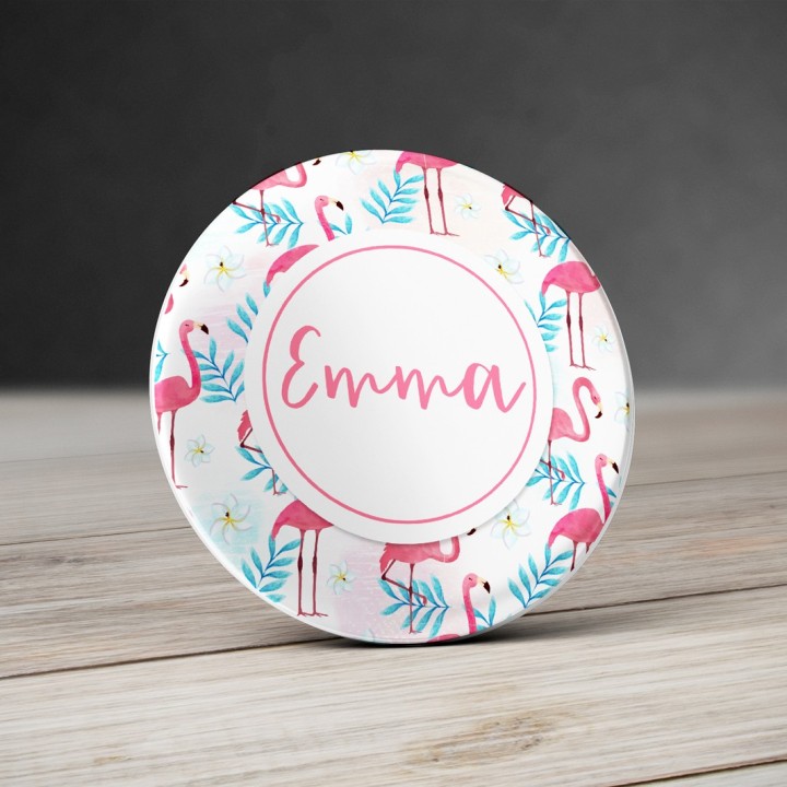 Badge Flamant rose personnalisable