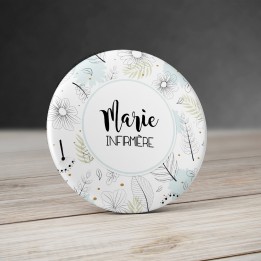 Badge Infirmière "Fleur" avec prénom personnalisable