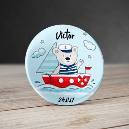 Badge Ours Matelot avec prénom personnalisable