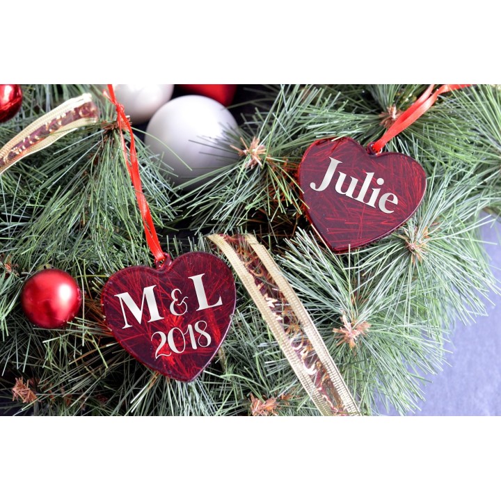 Décoration de Noël personnalisée - Coeur en verre