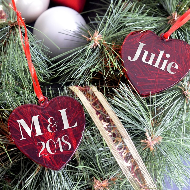 Décoration de Noël personnalisée - Coeur en verre
