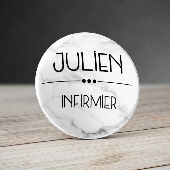 Badge Fonction Marbre avec prénom personnalisable