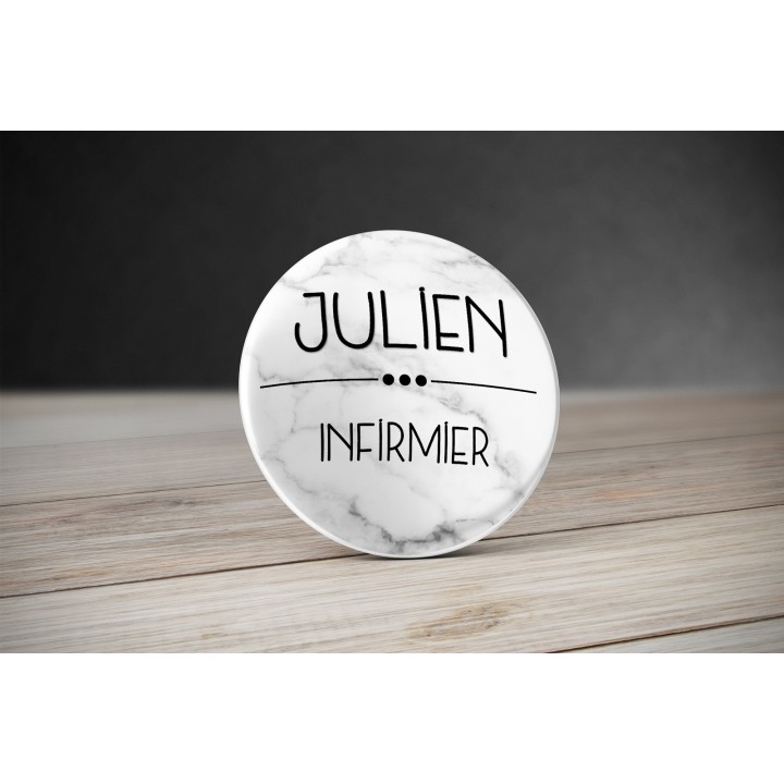 Badge Fonction Marbre avec prénom personnalisable