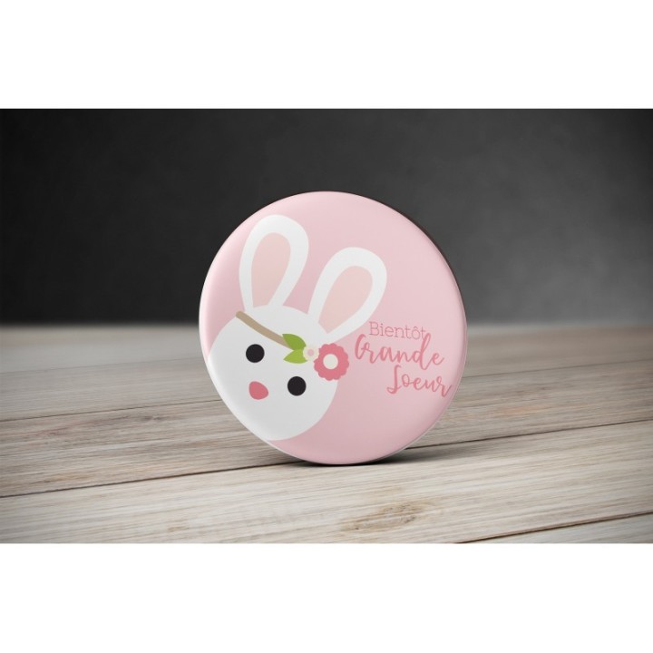 Badge Lapin Bientôt Grande soeur