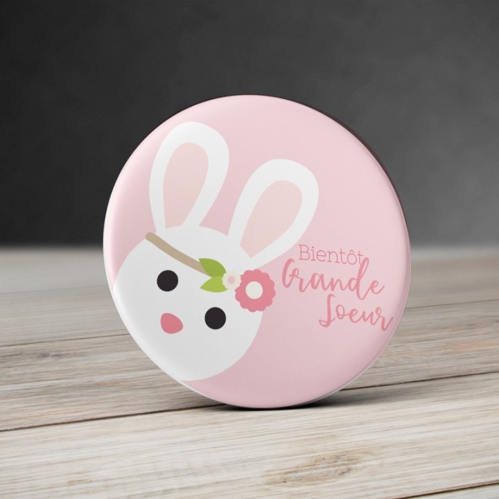 Badge Lapin Bientôt Grande soeur