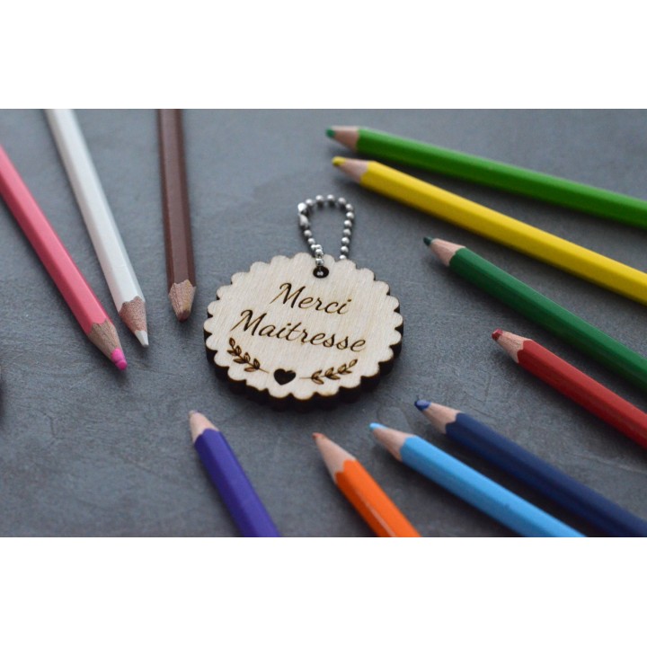 Porte-clé Merci Maitresse en bois