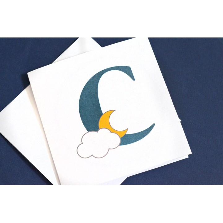 Carte personnalisée Lettre et Lune