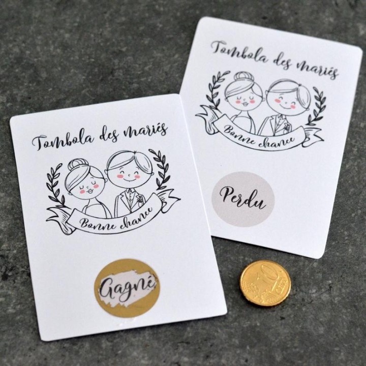 Cartes à gratter Tombola des mariés