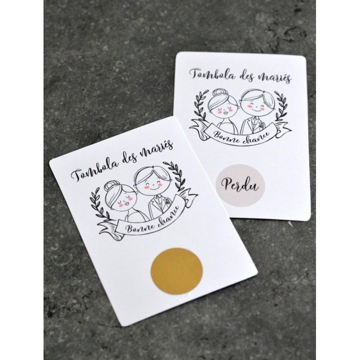 Cartes à gratter Tombola des mariés