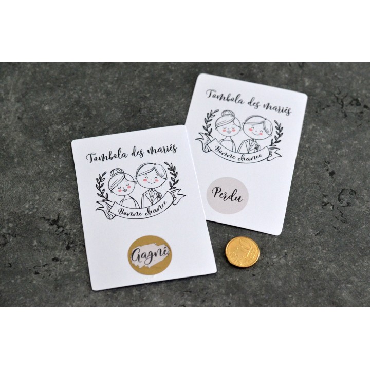 Cartes à gratter Tombola des mariés