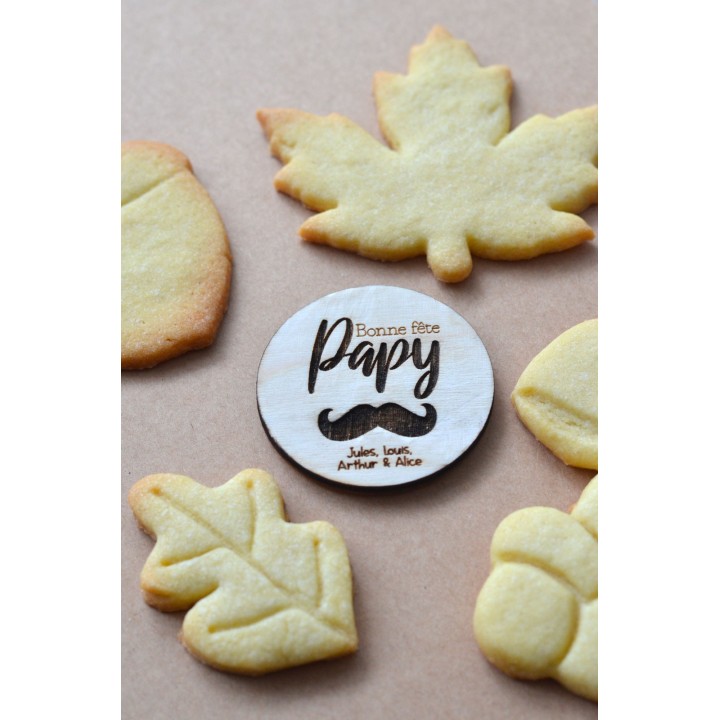 Aimant en bois personnalisé Bonne fête Papy