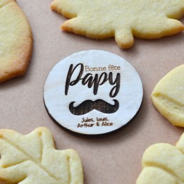 Aimant en bois personnalisé Bonne fête Papy