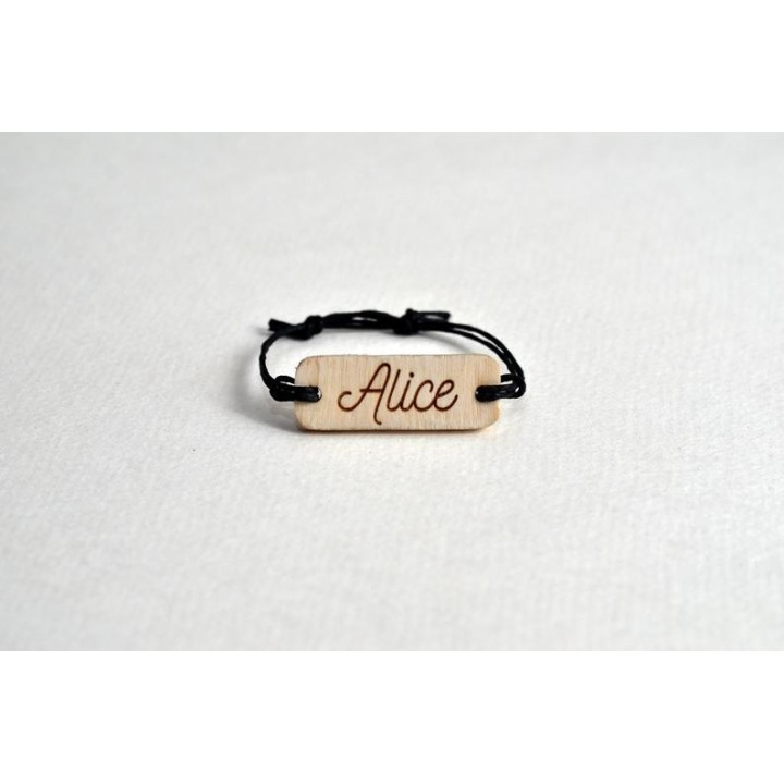 Bracelet personnalisé en bois et coton ciré