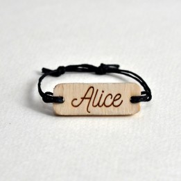 Bracelet personnalisé en bois et coton ciré