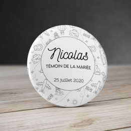 Badge personnalisable pour mariage - Voyages