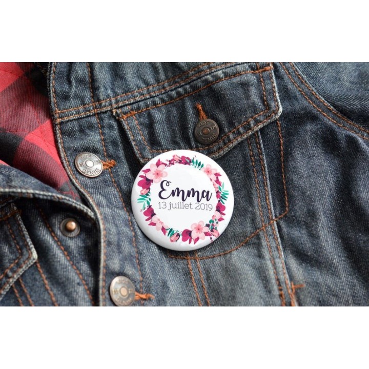 Badge Personnalisé "Fuschia" avec prénom
