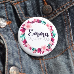 Badge Personnalisé "Fuschia" avec prénom
