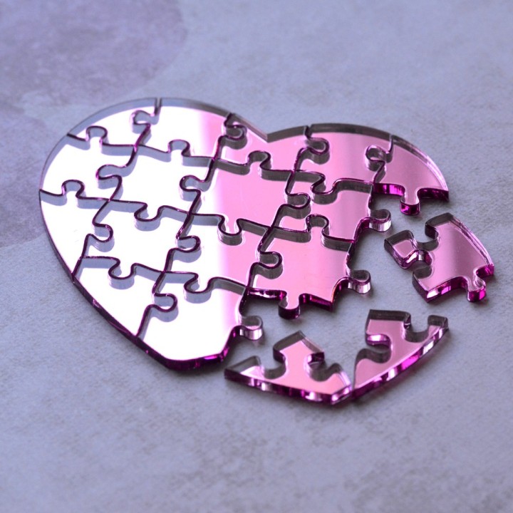 Puzzle Coeur Miroir Rose