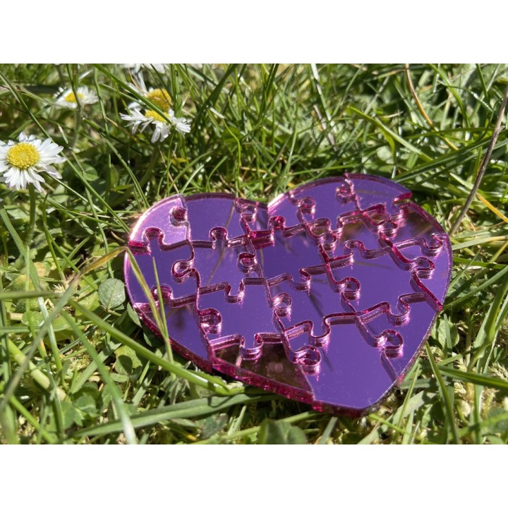 Puzzle Coeur Miroir Rose