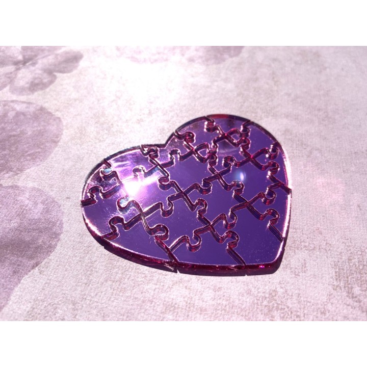 Puzzle Coeur Miroir Rose