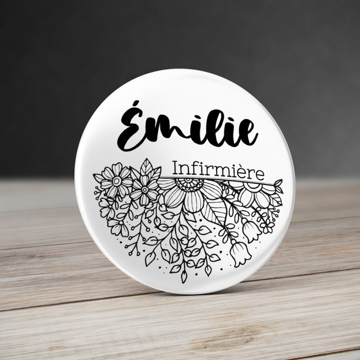 Badge Personnalisé Mandala avec prénom