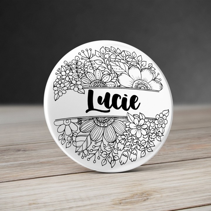 Badge Personnalisé Mandala avec prénom - V2