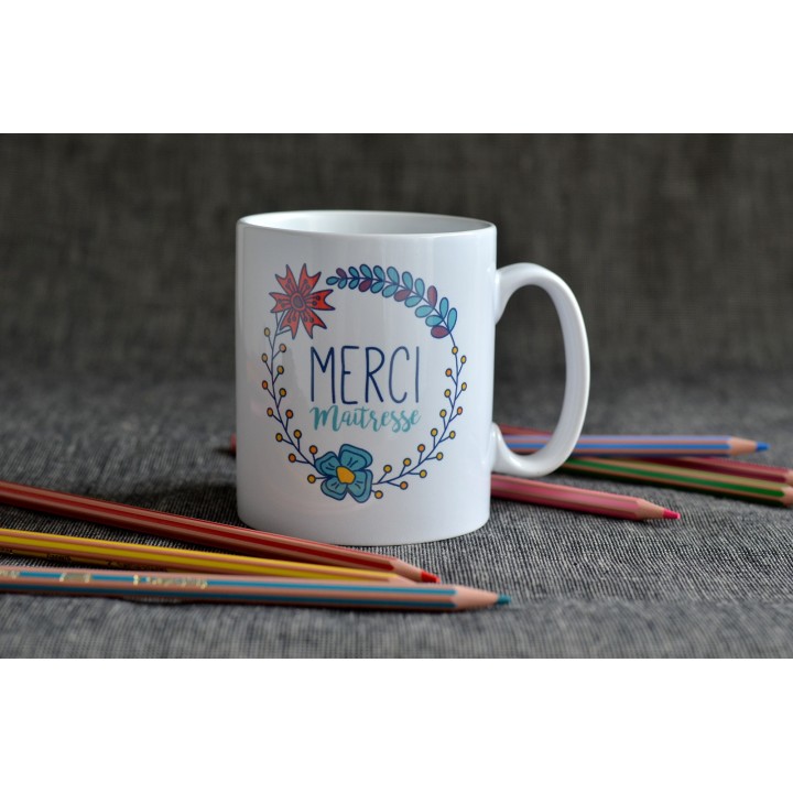 Mug "Merci Maitresse" Tasse Personnalisable - cadeau pour maitresse, maitre,