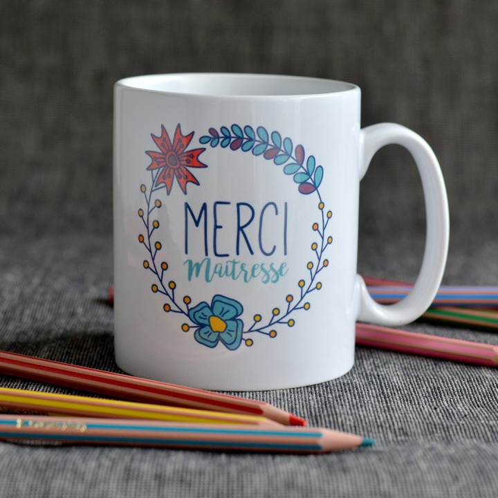 Mug "Merci Maitresse" Tasse Personnalisable - cadeau pour maitresse, maitre,