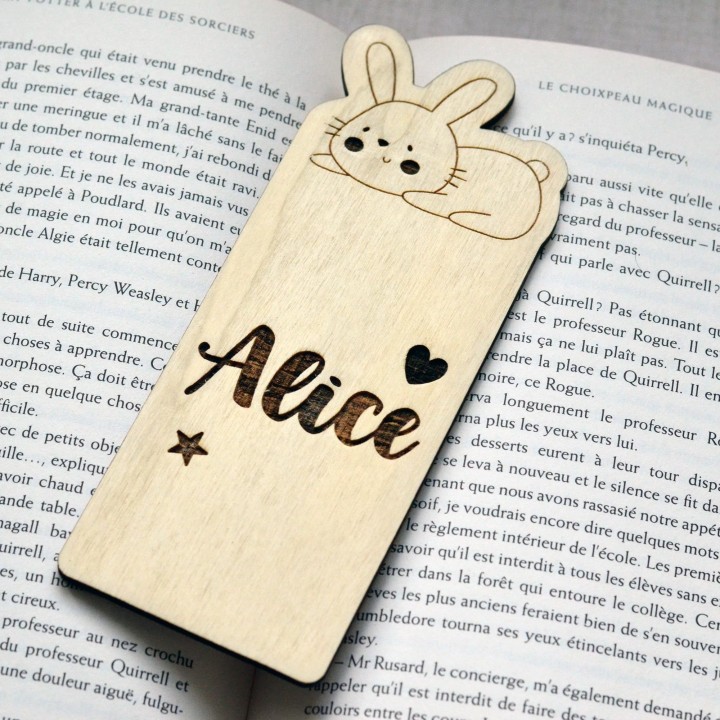 Marque-page Lapin en Bois personnalisé