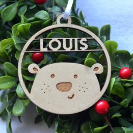 Décoration de Noël Ours en bois avec prénom